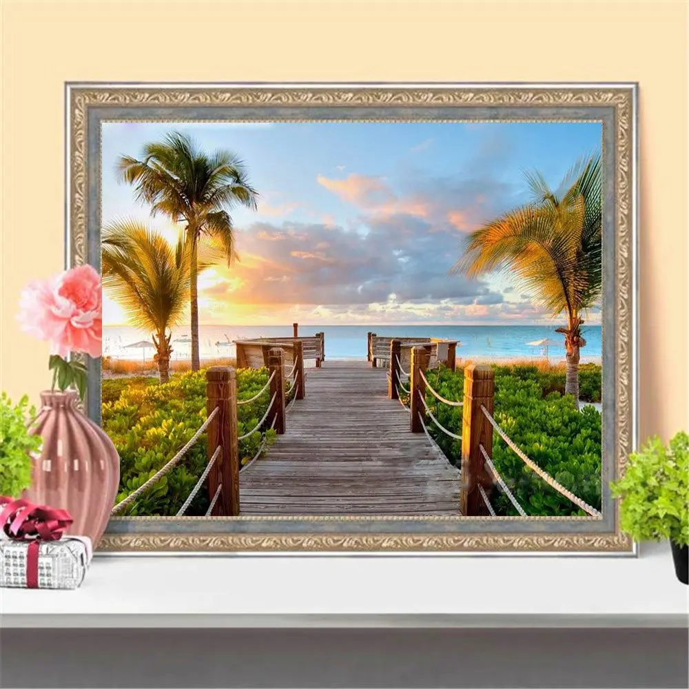 Wholesale 5d DIY Mosaic Handmade Seascape For Gift And Home Decoration Diamond Painting Kit
