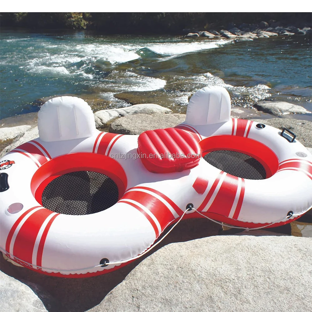 Factory Custom PVC Inflatable Double Water Ski Drag Ring Swimming Ring Floating Row Ice Bucket for Adult Pool Summer Party