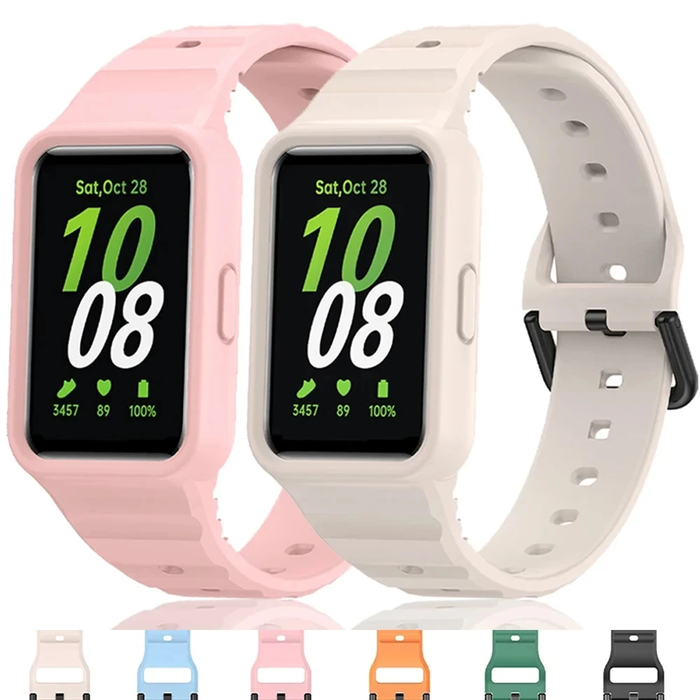 Silicone Strap+Case for Samsung Galaxy Fit 3 Strap Armor Protective Soft Case Full Coverage for Galaxy Watch Fit 3 Accessories