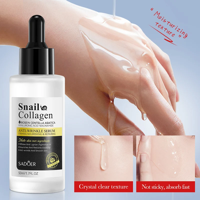 SADOER Wholesale Snail Collagen Anti-wrinkle Moisturizing Essence Firming Face Snail Facial Serum Beauty Personal Care Products