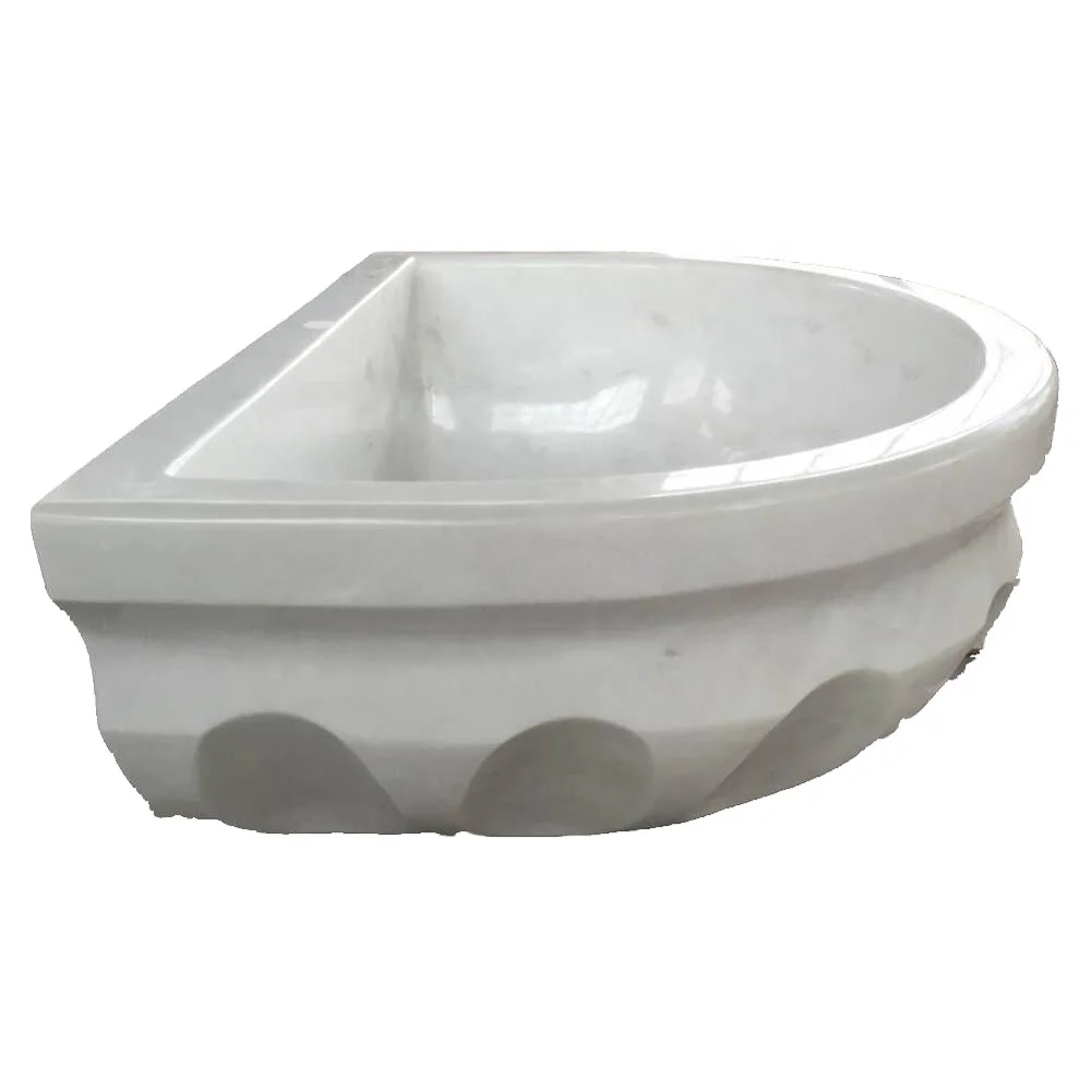 Turkish Beige Marble Carved Bath Hammam Kurna Sink For Spa Bathroom