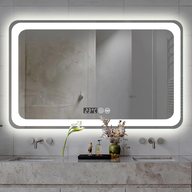 Wall Mounted Smart Mirror LED Vanity Bathroom Mirror with date/weather/temperature