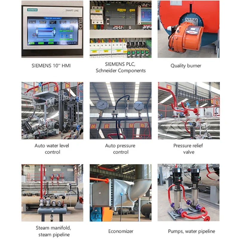 Horizontal Plc Control Low Fuel Consumption Fire Tube Industrial 8Tph Energy Saving Steam Boiler for Juice