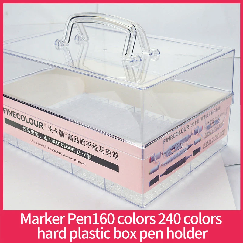 Finecolour 160/240/480 слот, высокое качество, портативный прозрачный акриловый художественный маркер, жесткий пластиковый ящик, переносной футляр для ручек
