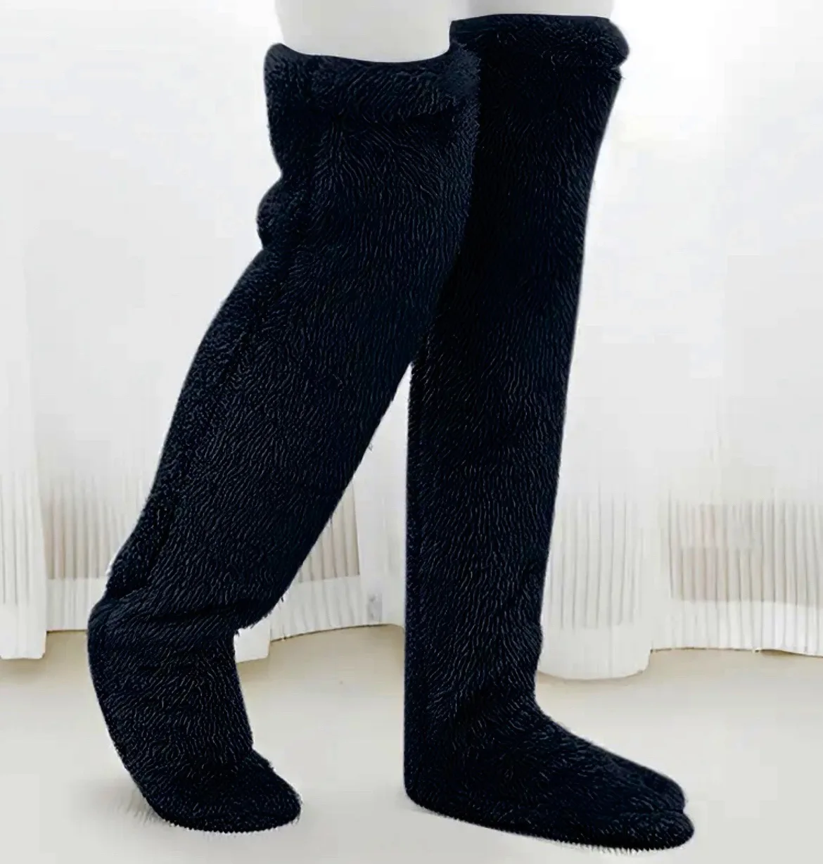 Snugglepaws Sleeping Sock Over The Knee High Fuzzy Thick Plush Slipper Stockings Furry Long Leg Warmers Winter Home Warm Socks