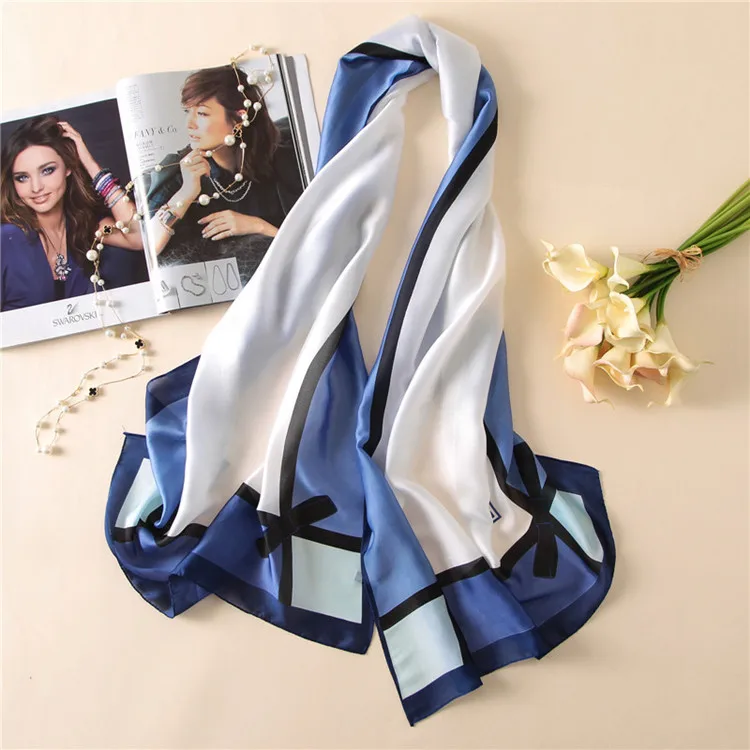 
Classical Fashion Brand Designer Women Print Silk Scarf Travel Sunscreen Long Silk Scarf Shawl for Ladies 