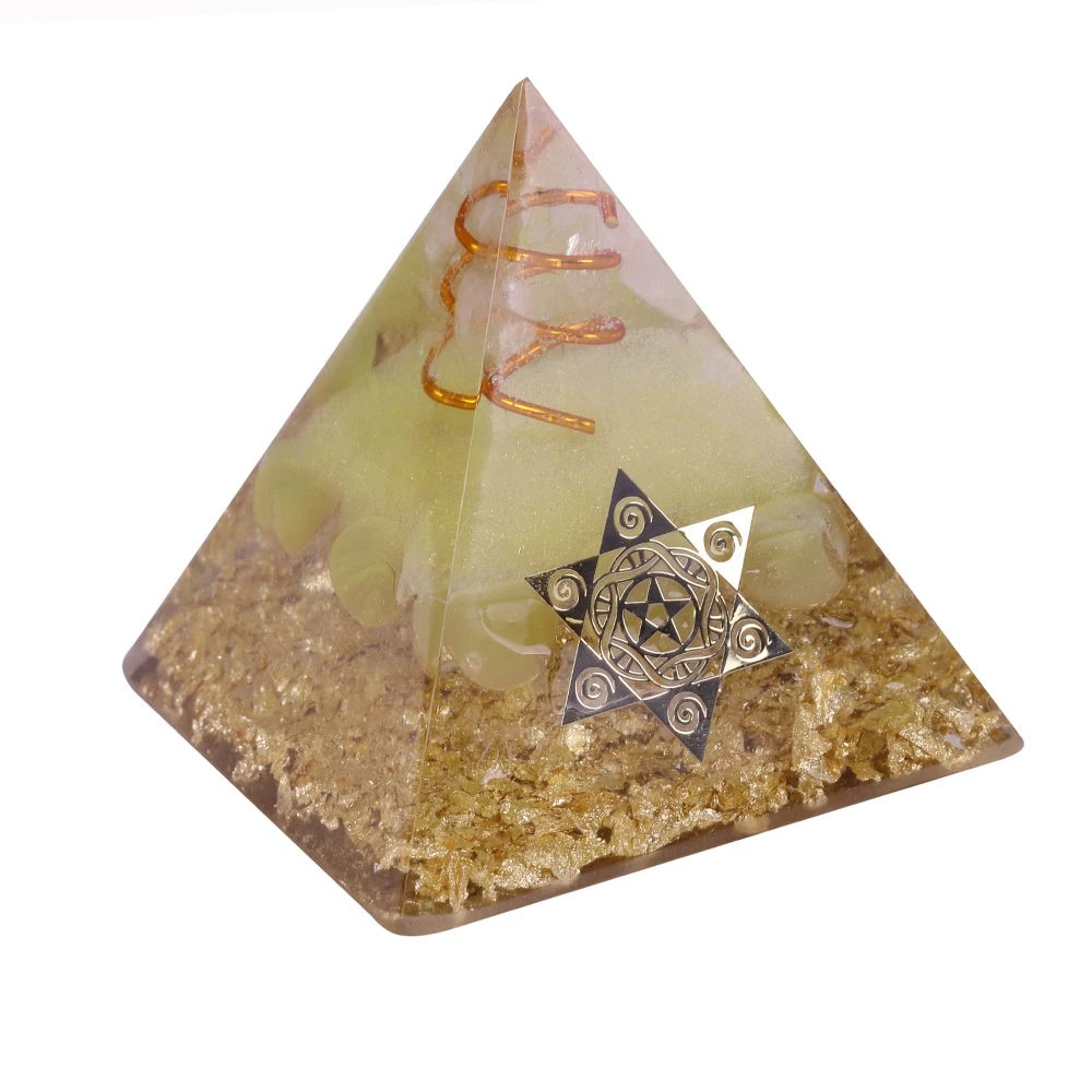 Reiki Orgonite Pyramid Natural Citrine Energy Generator Pyramid  For Emf Protection Chakra Healing Meditation