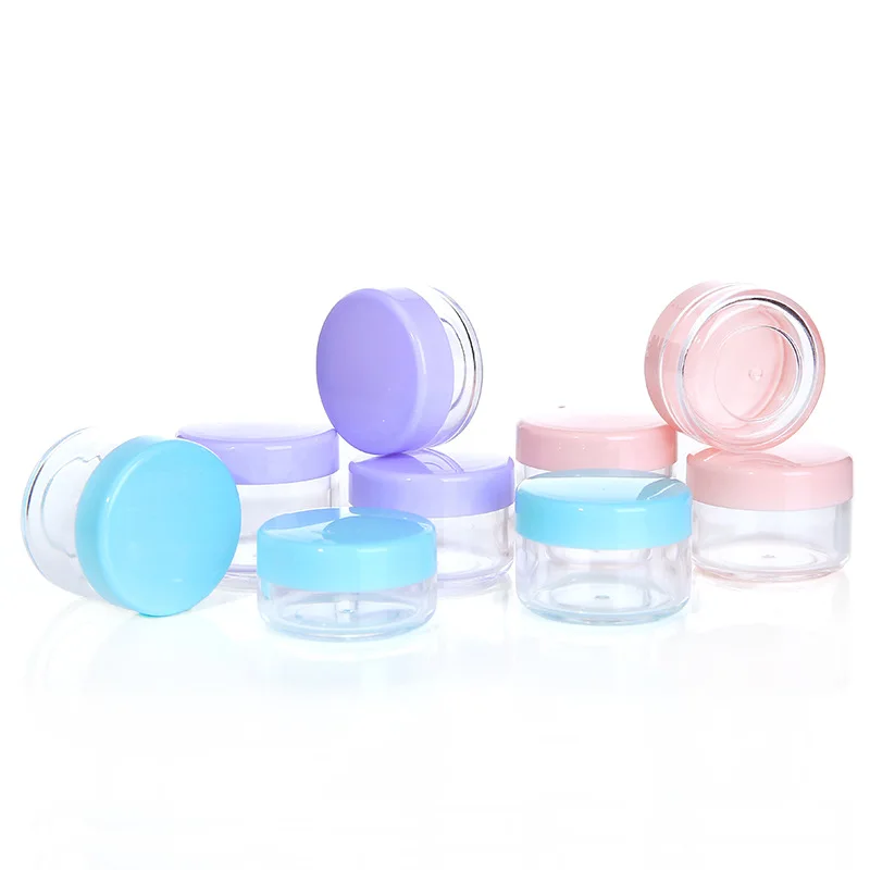 Mini round clear 2g 3g 5g 10g 15g 20g eco friendly cosmetic containers cream plastic jars with screw top lids