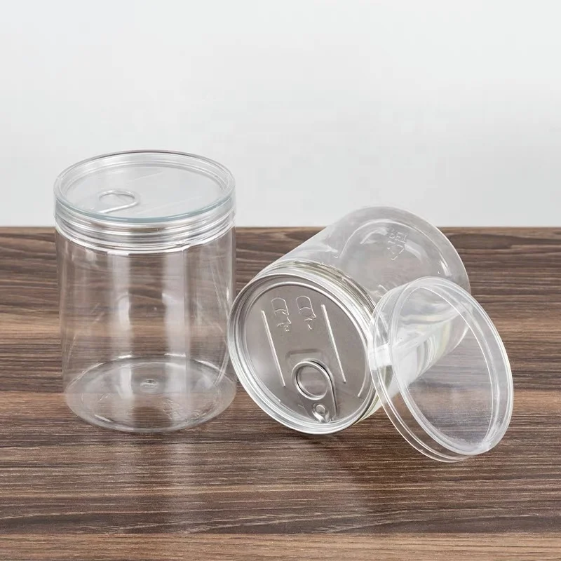 Manufacturer PET Clear Empty Plastic Cosmetic Jars Food Container With Aluminum/Plastic Lids