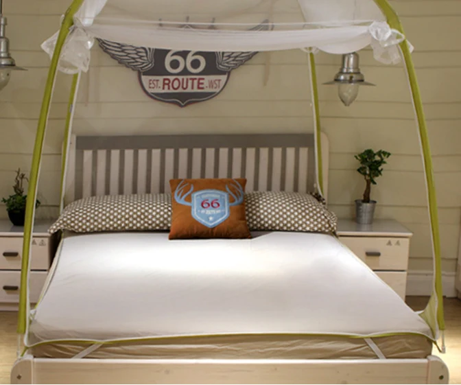 Yurt Single & Double Size Portable Hanging Polyester Mesh Bed Mosquito Net Thickened Encrypted Folded Design for Home Camping