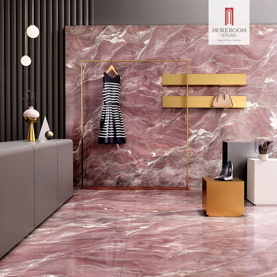 3200x1600 Polished Modern Large Format Red Marble Ceramic Slab Hotel Decor Tile