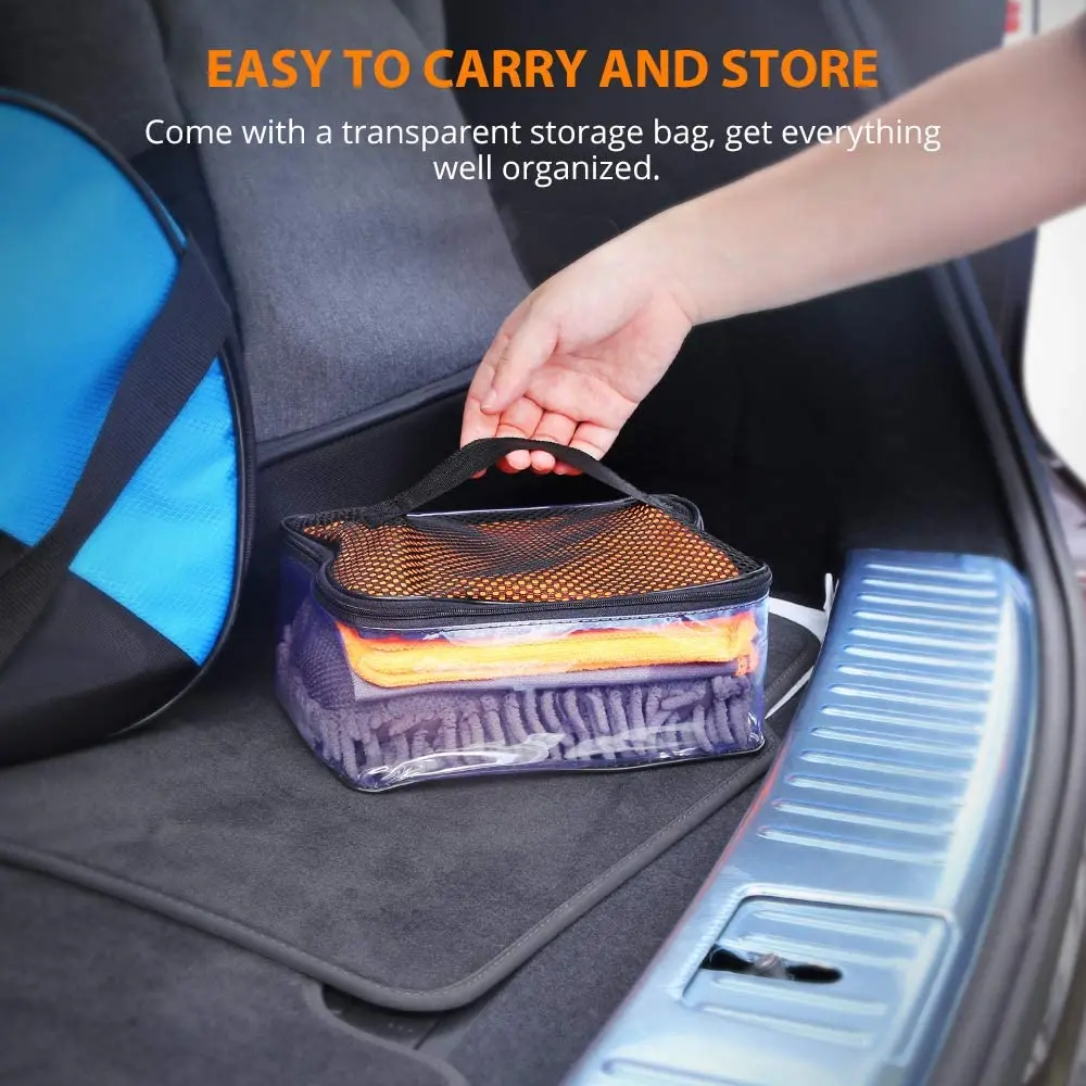 Soft Microfiber Cloth Towels Wash Mitt Sponge Detailing Auto Clean Tools Supply Set Car Cleaning Tools Box
