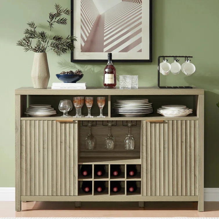 Factory Customized Wine Cabinet Coffee Bar Cabinet Sideboard with Wine Rack Buffet Cabinet and Storage