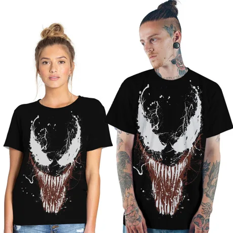 Европейская и американская распродажа, повседневная женская футболка с 3D Цифровым принтом Веном, Свободный пуловер из полиэстера с круглым вырезом и коротким рукавом