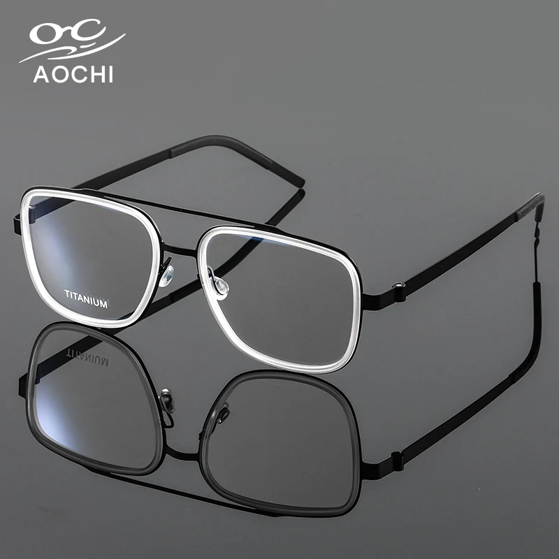 Flexible Double Bridge Ultralight Glasses Men Women Spectacles Male Optical Frames Computer Eyeglasses Fashion Titanium Eyewear