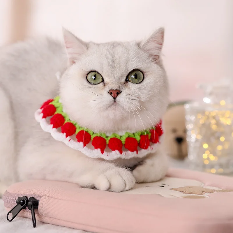 Cat Collar Knitted Collar Handwoven Collar Weibo Necklace Adjustable Pet Supplies