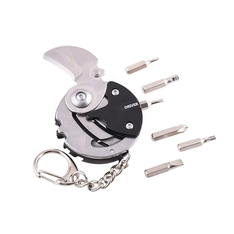 Oem Mini Edc Keychain Pendant Multifunctional Outdoor Survive Coin Knife Folding Keychain Multifunction Portable Bike Hand Tools