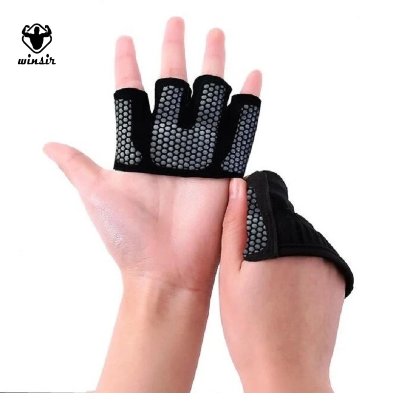 Womens and men excellent four finger Micro sweatproof sports Weight Lifting rubber glove gym Silicone