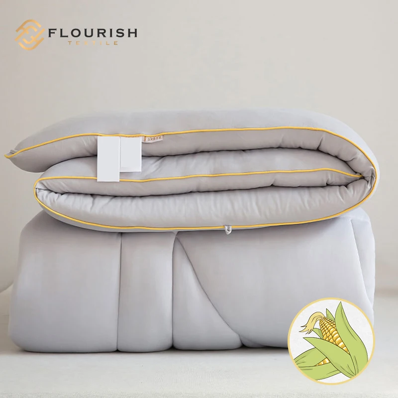 Flourish wholesale 100% corn fiber filling 100% cotton cover quilt duvet comforter soft quilts edredones yorgan