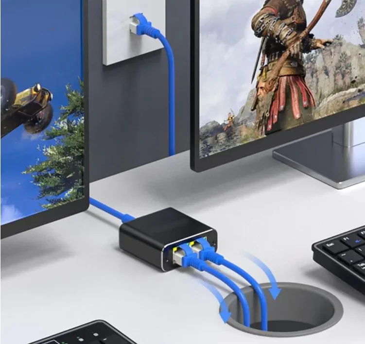 Factory Price Ethernet Splitter 1 To 2 High Speed 1000mbps Rj45 Ethernet Splitter Adapter Network Extension Connector Adapter Pc