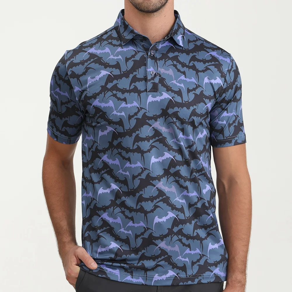 2024 Golthan Custom Logo Embroidered Dry Fit Hallowmas Day American Apparel All Over Sublimation Printing Golf Polo Shirt