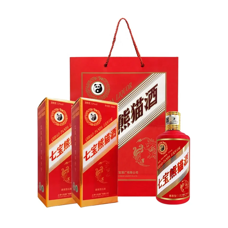 Изысканно оформленный праздничный ликер Qibao Panda Maotaixiang местного бренда Shanghai
