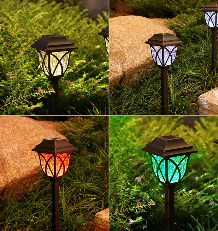 Wholesale price color solar garden ground solar pathway lights outdoor lantern stake solar powered lights supplier