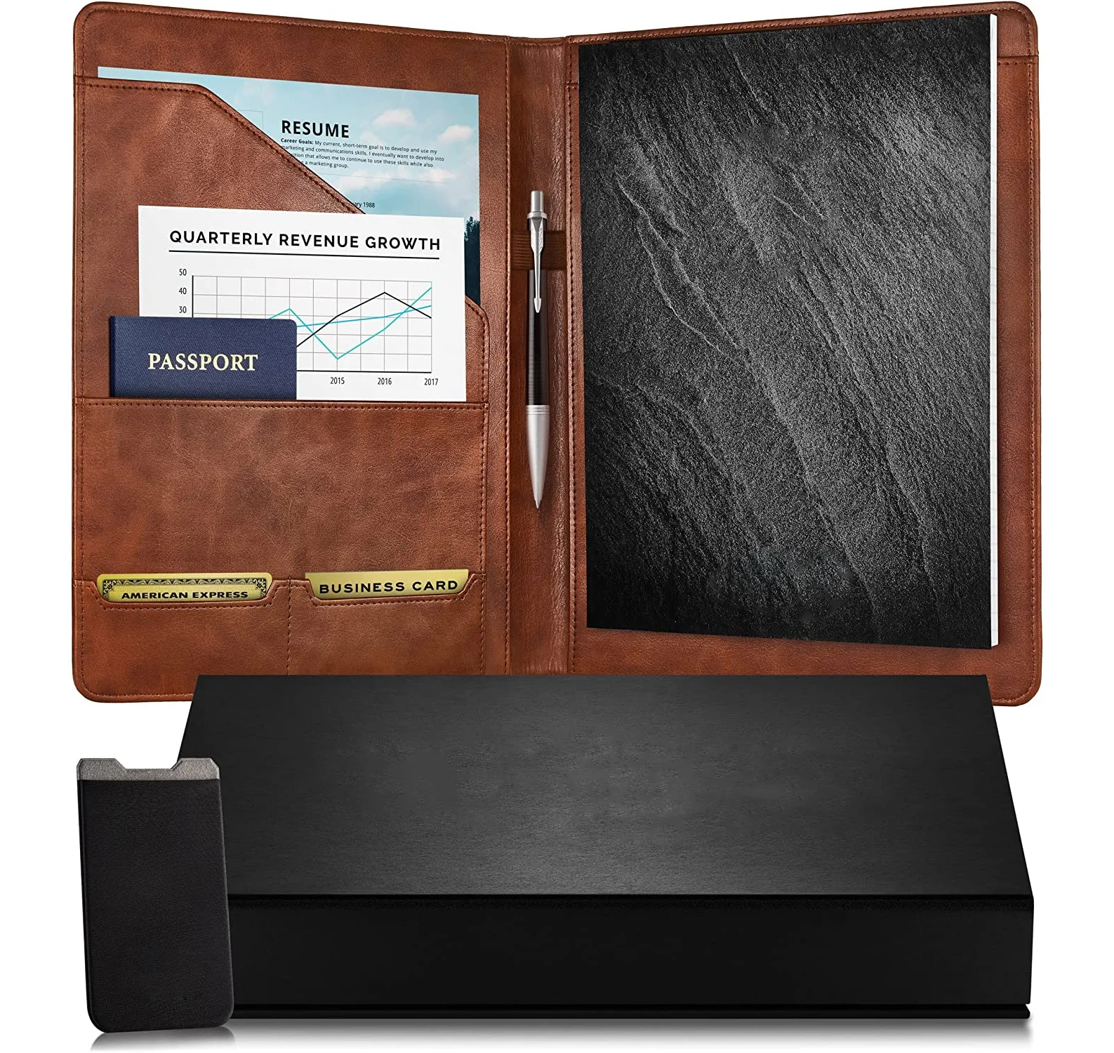 Leather Portfolio Folder Business PU Leather Portfolio Notepad Holder for Resumes Legal Pad Portfolio Executive Binder