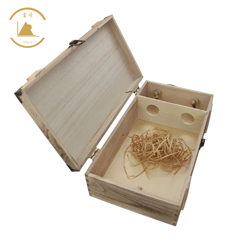 Factory Direct Wooden Wine Box Gift with Hinged Lid Tung Wood Case for Storage and Crafts Customized Engraving Logo