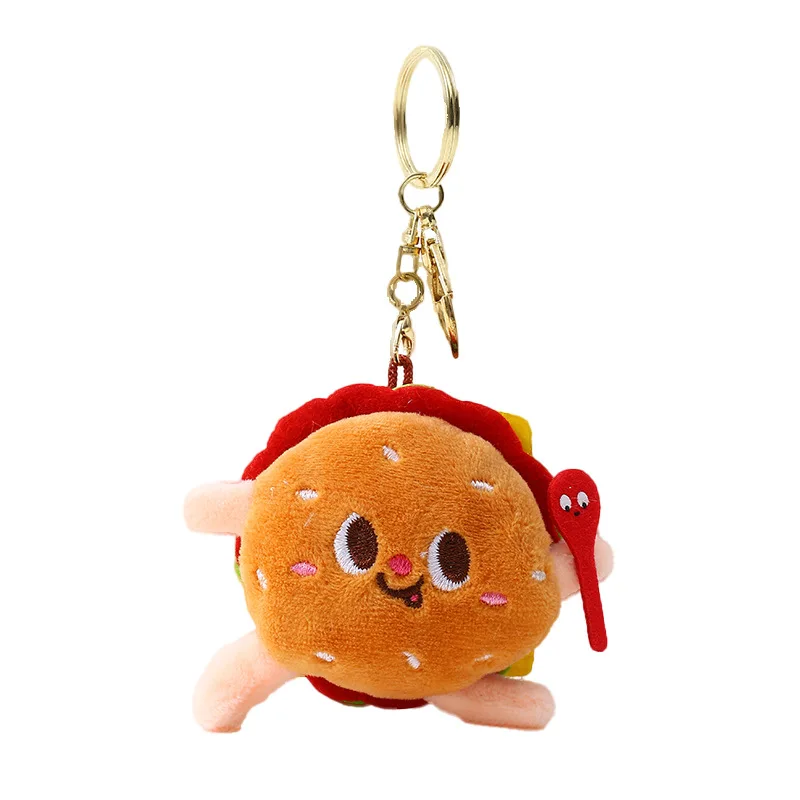 Wholesale Cartoon Burger Fries Push Doll Keychain Pendant Doll For Boys And Girls Stuffed Toys
