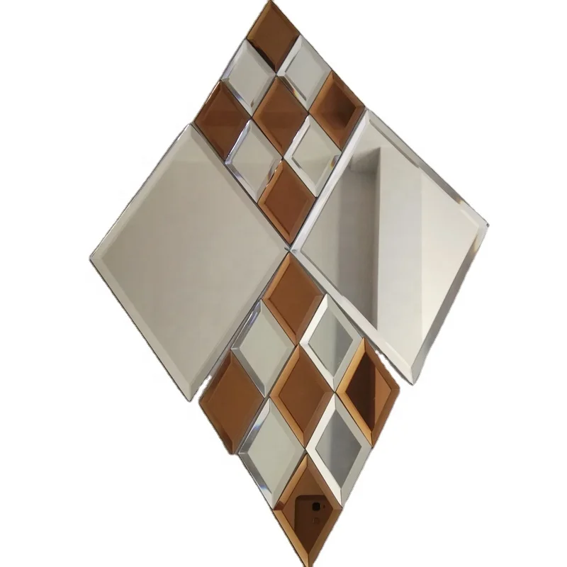 Diamond square mirror glass decoration  mirror tile piece TV background wall KTV decor mirror