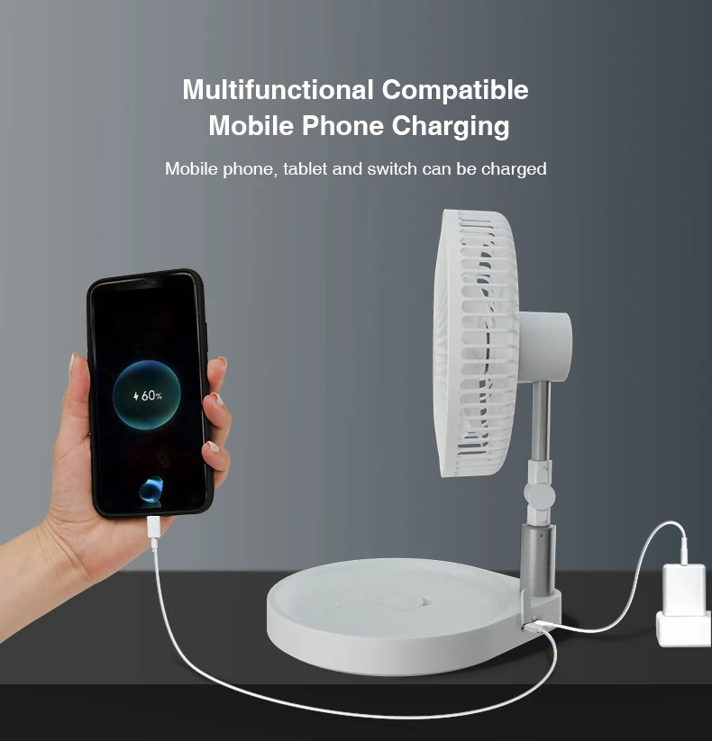 Custom Oem/Odm Battery Stand Electric Home Office Foldable Pedestal Fan Oscillation Stand Personal Rechargeable Fan