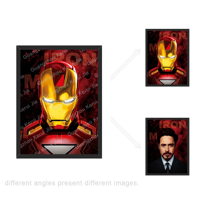 Wholesale Custom 3d motion posters superhero Marvel the avengers The Hulk spiderman Iron man lenticular flip changing posters 3d