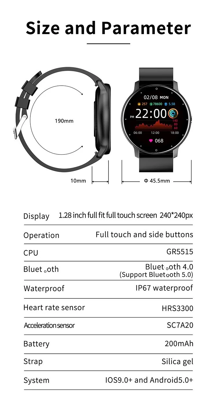 2022 waterproof IP68 Watch Reloj With phone watch smart BT Call Waterproof ZL02D wholesale smart watch