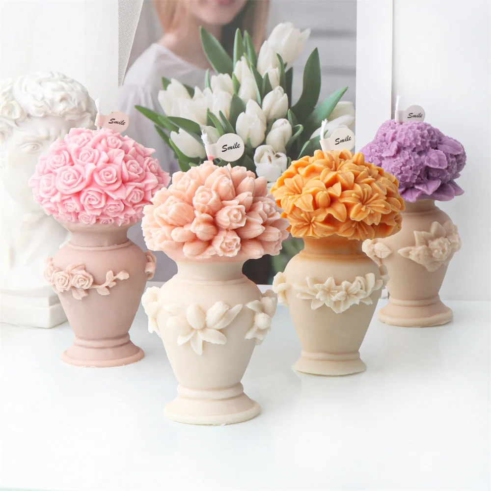 Скульптурная ваза с цветами свечи силиконовые формы для украшения стола букет роз столб силиконовая форма уникальный свадебный подарок