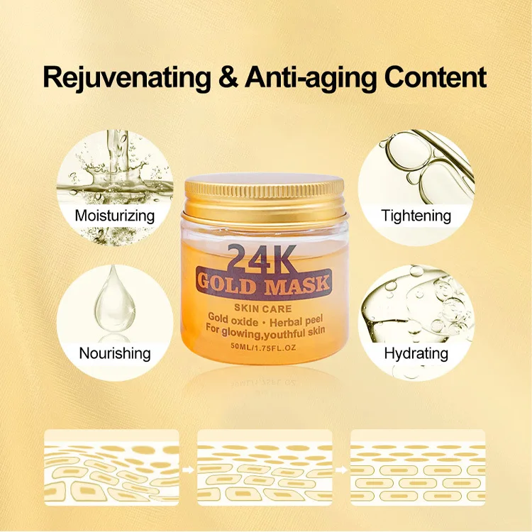 Private Label 24k Gold Facial Mask Private Label Nourishing Whitening 24K Gold Bio Collagen Skin Care Peel-off Facial Mask