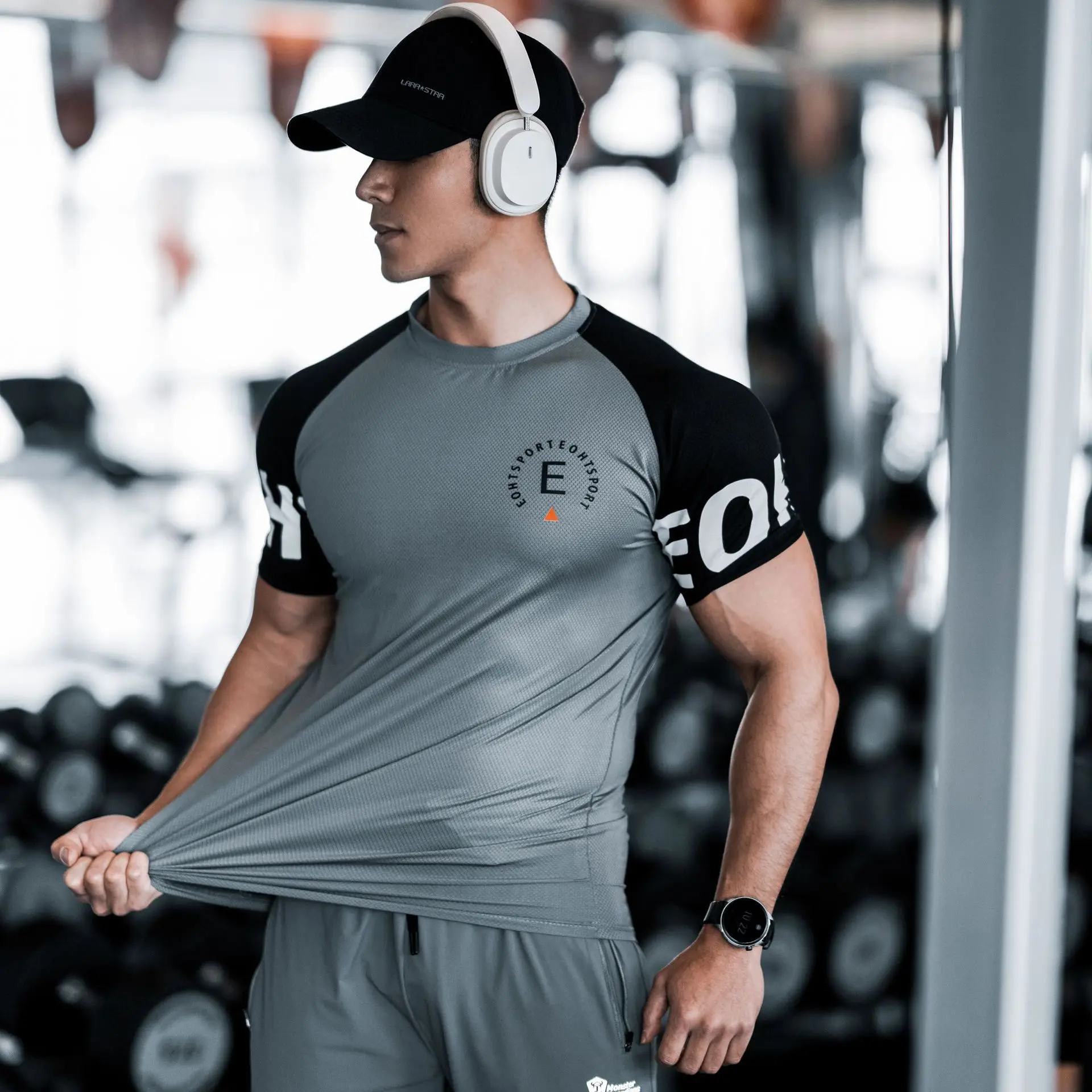 Wholesale customized logo Men Sports Leisure Running Gym Exercise Slim-Fit Elastic Speed Tie Dye Shirt Ice Fitenss GYM T-Shirts