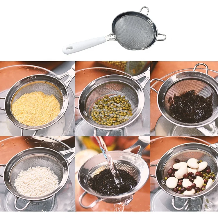 Kitchen accessories Stainless steel kitchen utensils mesh strainer colander