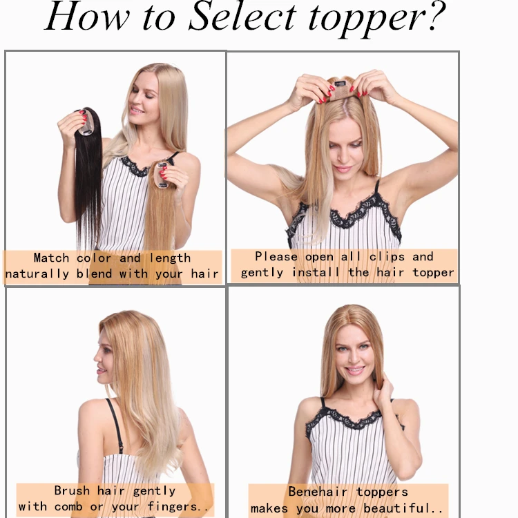 
6*9cm Silk Base Clip on Natural Human Hair Closure Womens Topper, Toupee Hair Piece for women, Thinning hair loss treatment 