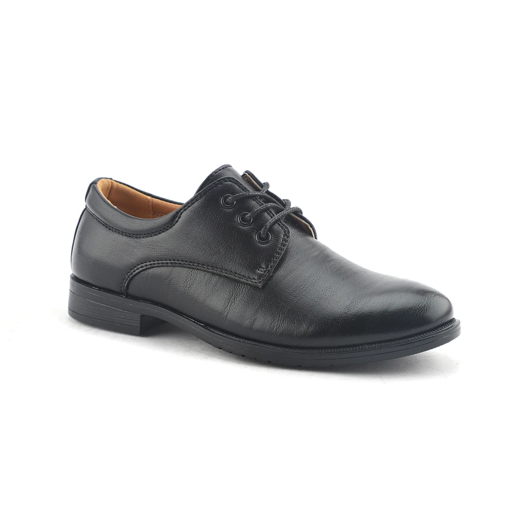 
Black genuine leather customize casual flat dress formal shoes for boys 