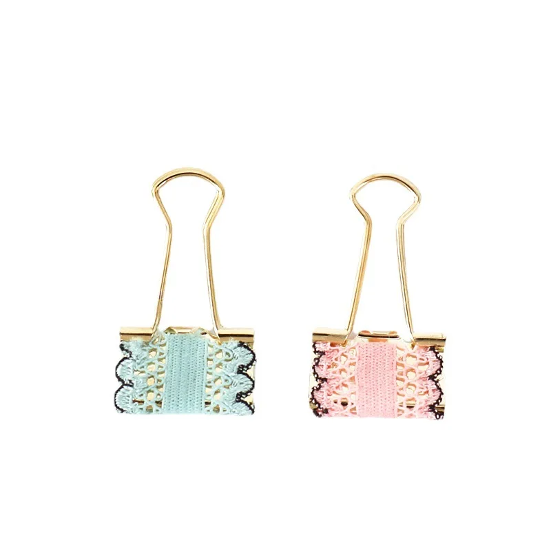 Lace creative cute color long tail ticket clip office paper storage metal dovetail pink green color binder clip for wholesale