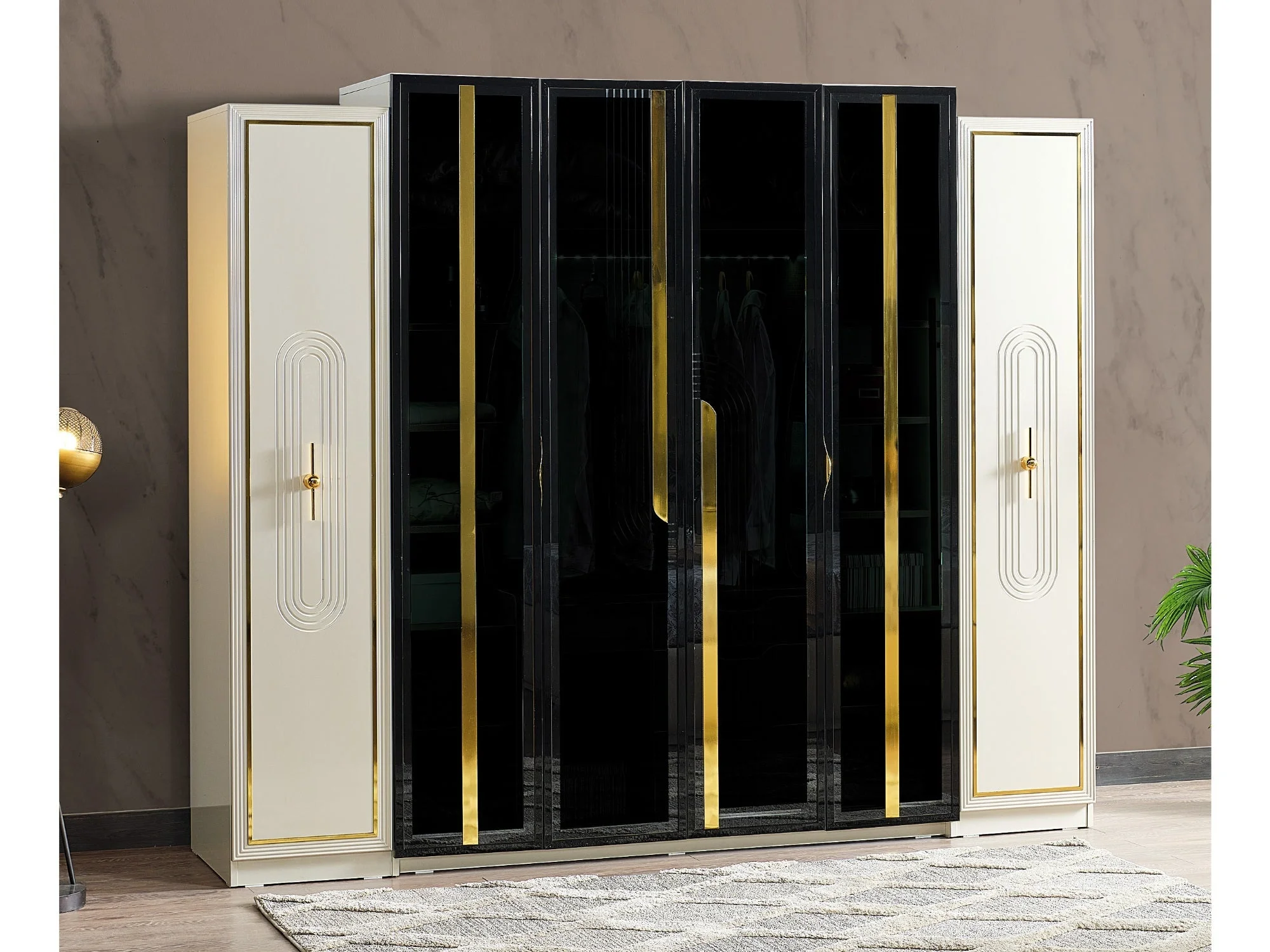 PZCN HOME Luxury Style Customize Size Storage Bedroom sets for home hotel furniture with mirror and night stand