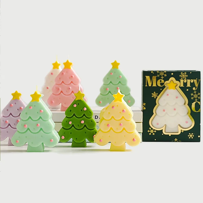 christmas tree shape scented candle for christmas decorations gifts candle with packaging boxes