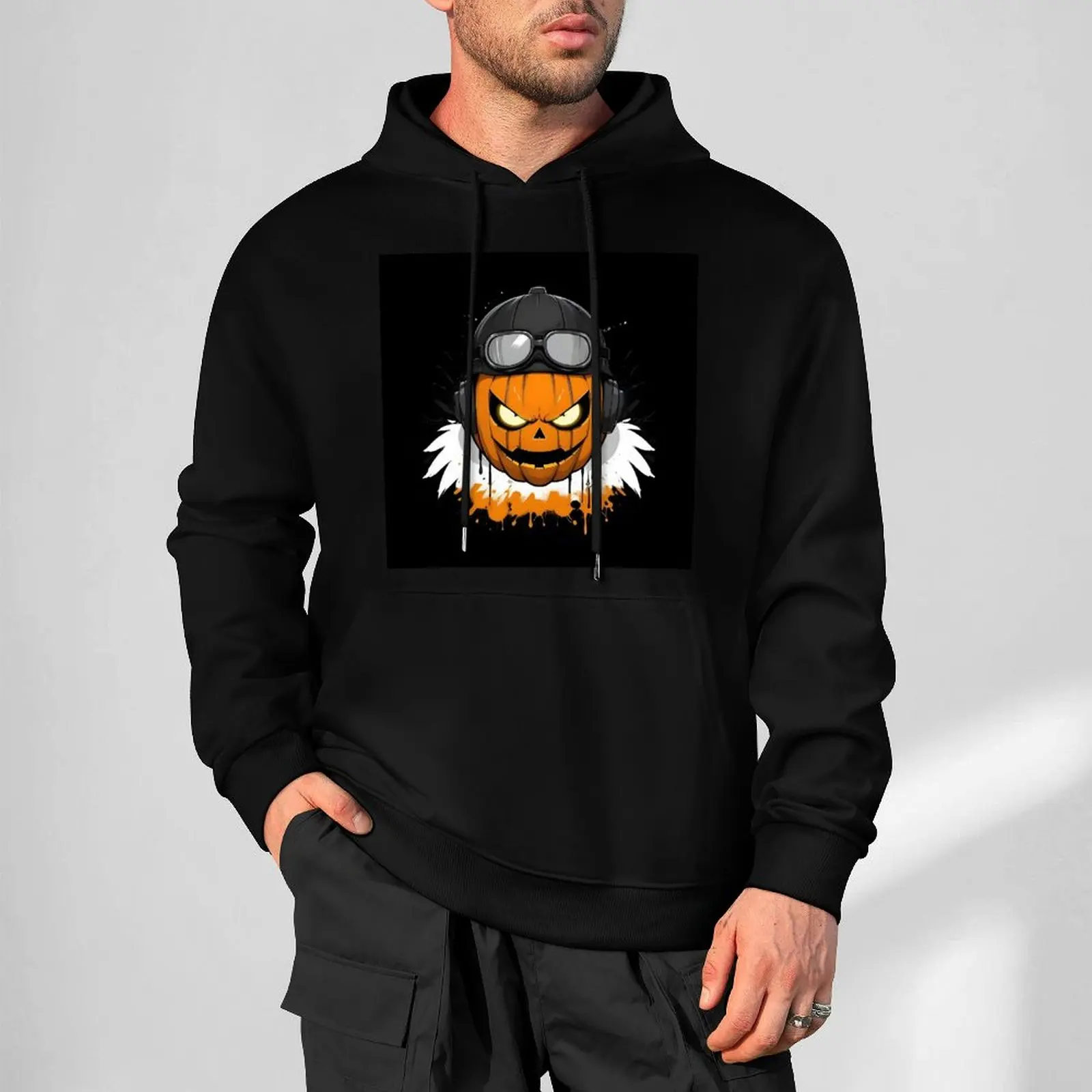 Essentials Halloween Pumpkin Face Hoodie for Men and Women Customizable Artwork and Logo Plus Size Available High Quality Fabric