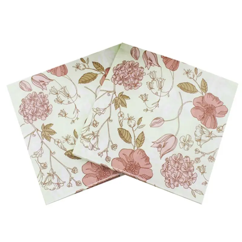 33x33cm 1/4 fold Luncheons Paper Napkins Birthday Wedding Rose Flower Decoupage Festive Party Printed Paper Napkin