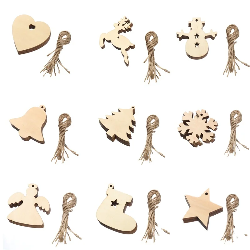 Wholesale custom Shape DIY Xmas Tree Decoration Christmas Wood Ornament