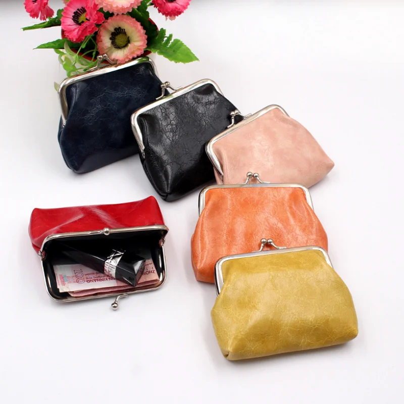 Custom Womens Short Wallet Creative Mini Buckle Coin Purse Portable PU Leather Ladies Clutch Bag