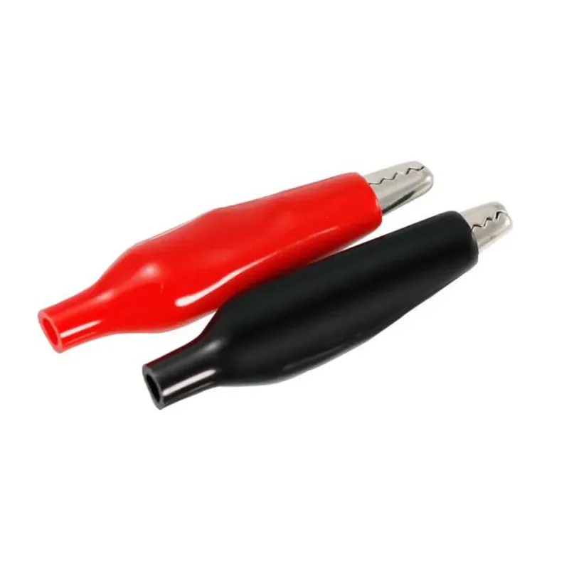 10A 36V Alligator Clips Battery Cable 42.5mm Alligator Clips Electrical With Boot Red/Green/Yellow/Blue/Black Rubber Tube