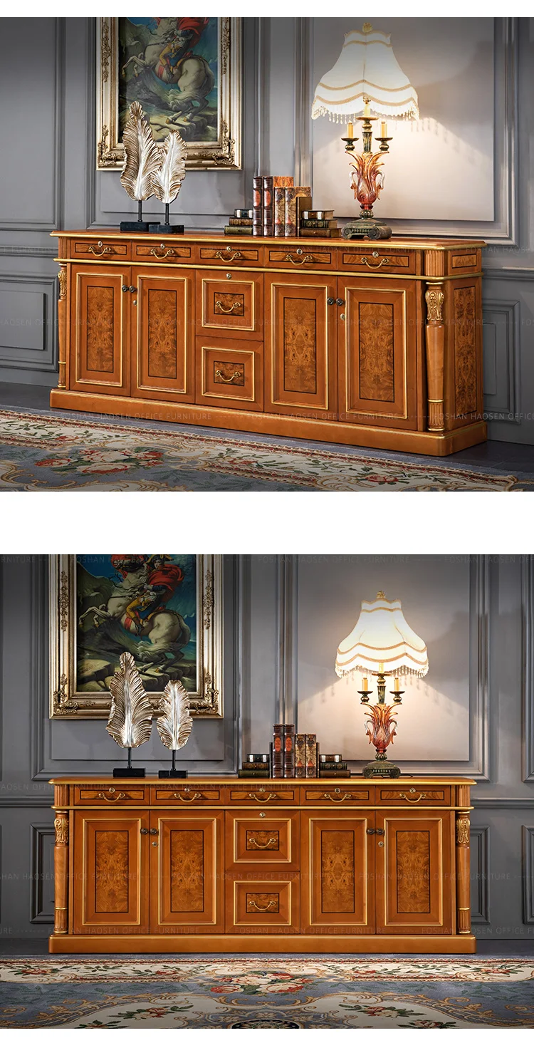 0829T classic luxury furniture carving boss office Storage archive Low Tea cabinet 