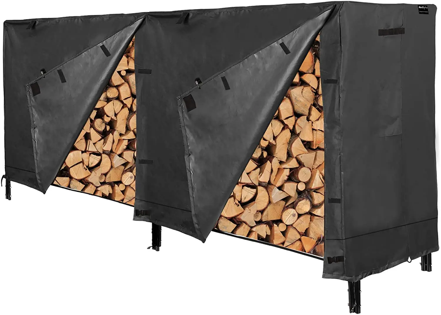  Durable Polyester Fabric Outdoor Firewood Cover Rack Log Covering All Weather Protection 8 ft.